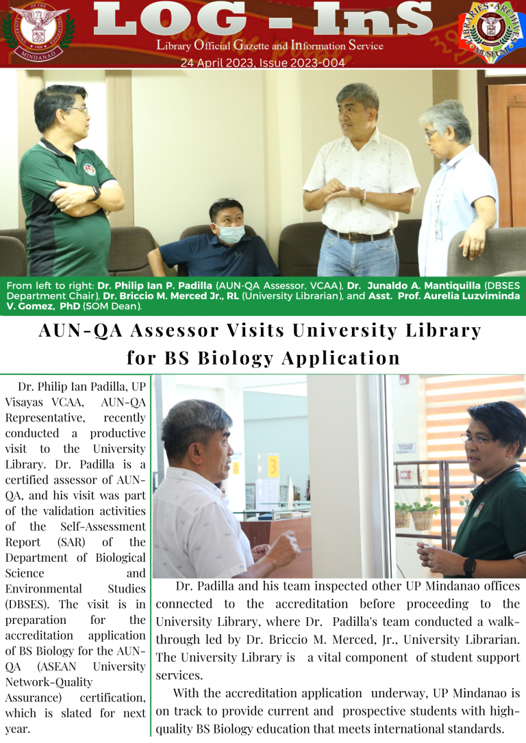 AUN-QA Assessor Visits University Library for BS Biology Application