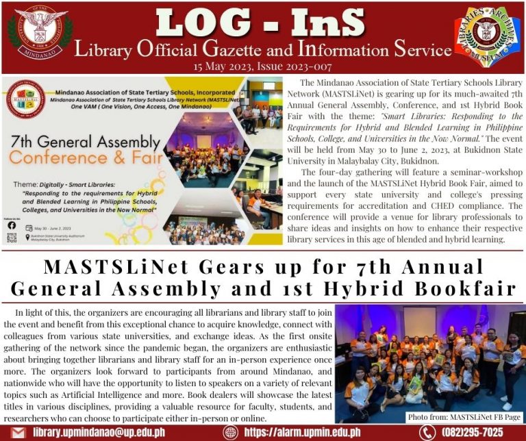MASTSLiNet Gears up for 7th Annual General Assembly and 1st Hybrid Bookfair