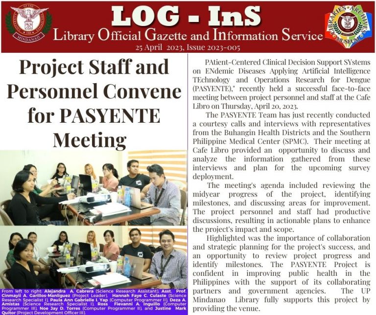 Project Staff and Personnel Convene for PASYENTE Meeting